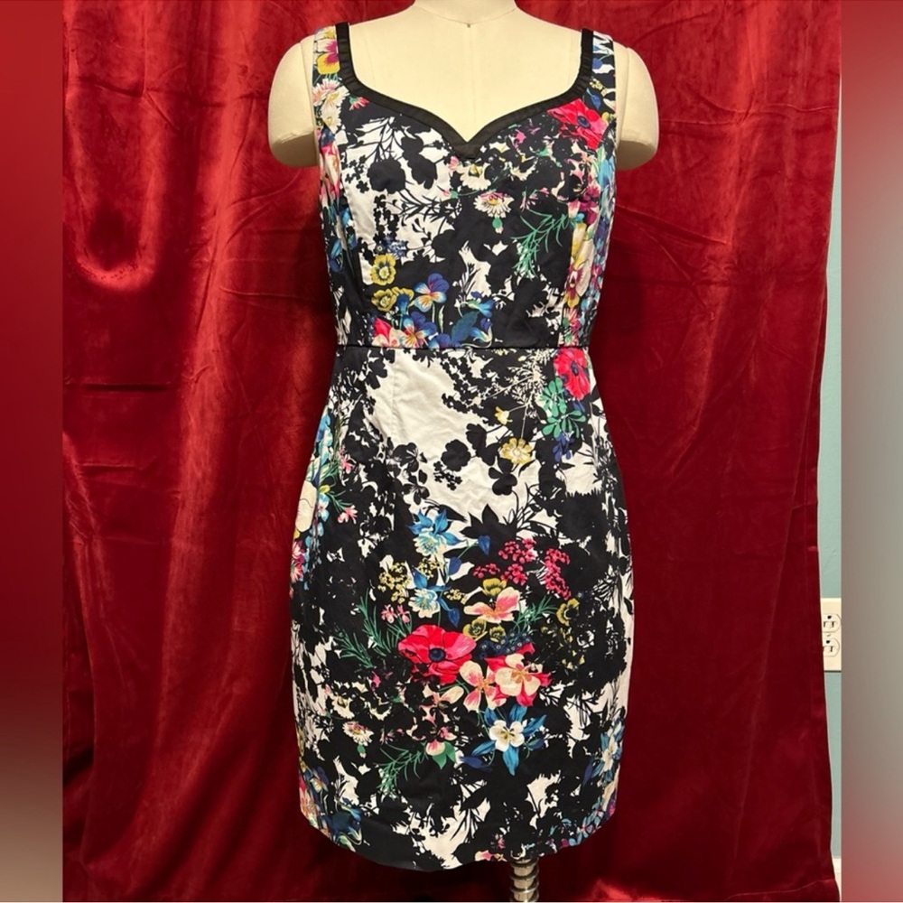 Anthropologie LeifNotes Chroma Shadow Floral Pencil Dress Sz 8 - Picture 7 of 7